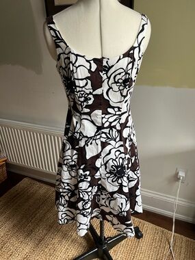 Panelled, corset top, brown floral dress